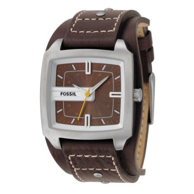 Fossil Men's Square Dial Brown Leather Strap Watch - Product number 6905366