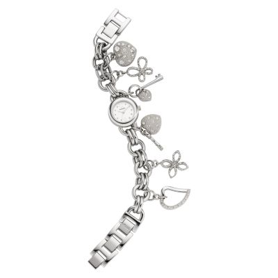 Fossil Ladies' Silver Dial Charm Bracelet Watch - Product number 6905382