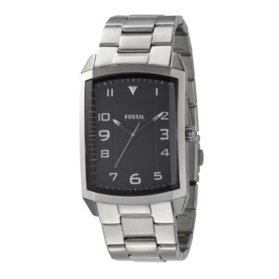 Fossil Men's Black Rectangular Dial Stainless Steel Bracelet Watch - Product number 6905471