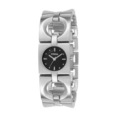Fossil Ladies' Black Dial Stainless Steel Bracelet Watch