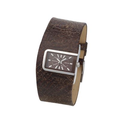Diesel Men's Rectangular Dial Brown Leather Cuff Watch - Product number 6905803