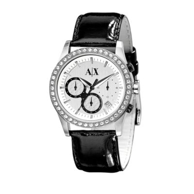 Armani Exchange Ladies' Stone Set Chronograph Strap Watch