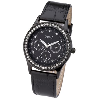 Oasis Ladies' Black Strap Watch - Product number 6906621