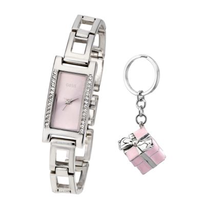 Oasis Exclusive Stone Set Pink Dial and Keyring Watch - Product number 6906664