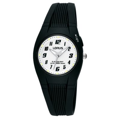Lorus Child's White Dial Black Rubber Strap Watch - Product number 6907911