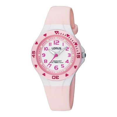 Lorus Child's White Dial Pink Rubber Strap Watch - Product number 6907946