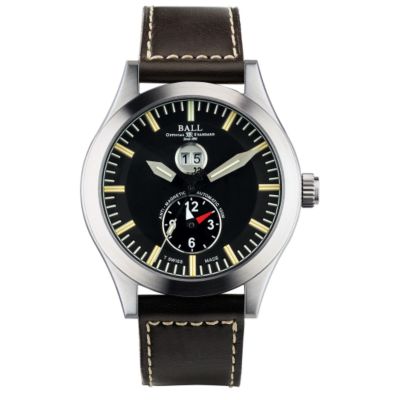 ball mens brown strap watch