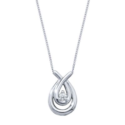 Unbranded Loves Embrace silver diamond teardrop pendant