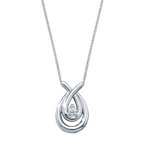 Unbranded Loves Embrace silver diamond teardrop pendant