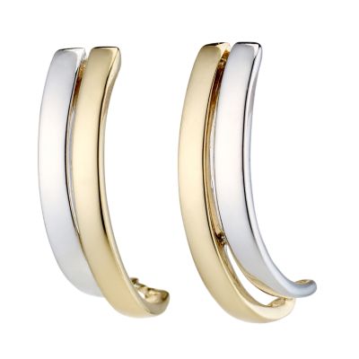 9ct gold two colour half hoop earrings