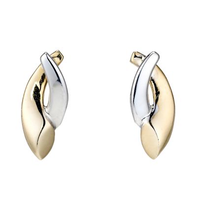 9ct gold two colour stud earrings