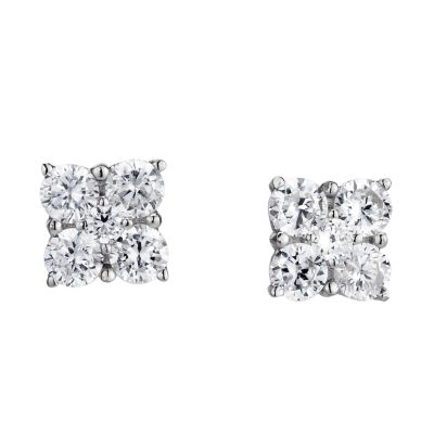 9ct white gold four stone cubic zirconia stud earrings