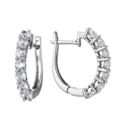 9ct white gold cubic zirconia hoop earrings
