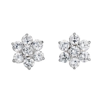 9ct white gold cubic zirconia cluster stud earrings