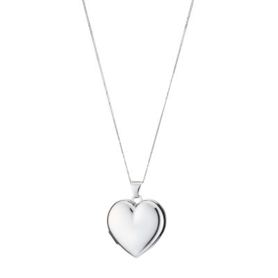 9ct white gold heart locket