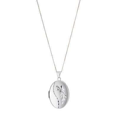 9ct white gold oval locket