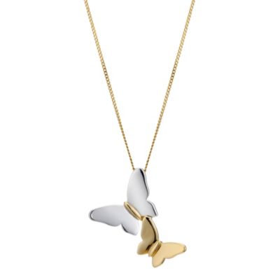 9ct yellow gold 18" butterfly pendant - Product number 6913296