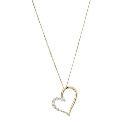 9ct yellow gold cubic zirconia heart pendant
