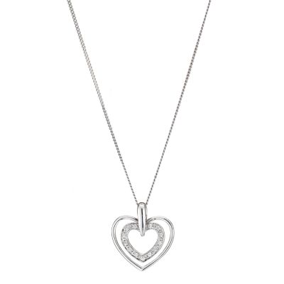 9ct white gold cubic zirconia heart pendant
