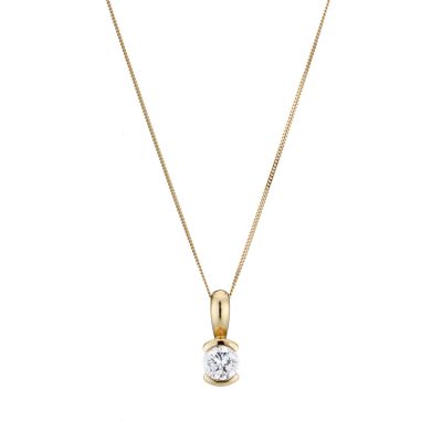 9ct yellow gold cubic zirconia solitaire pendant product image
