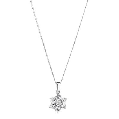 9ct white gold 18' cubic zirconia cluster pendant