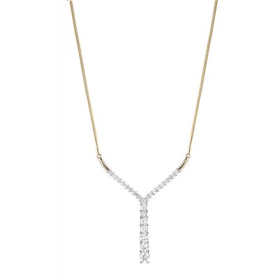 9ct gold cubic zirconia set journey necklace