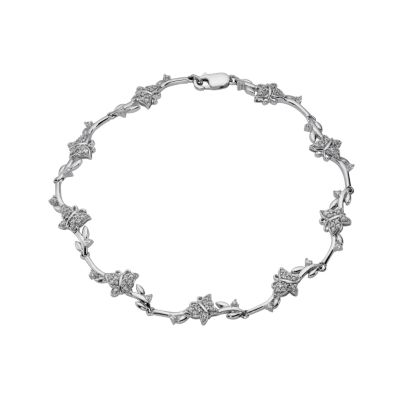 9ct white gold 7.25' cubic zirconia butterfly bracelet
