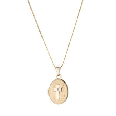 9ct yellow gold child's cross locket - Product number 6913946