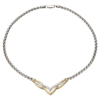 Sterling silver and 9ct gold necklace - Product number 6913970
