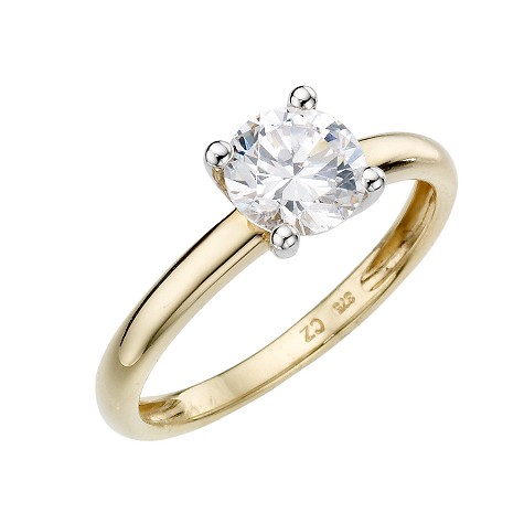 9ct gold cubic zirconia solitaire ring