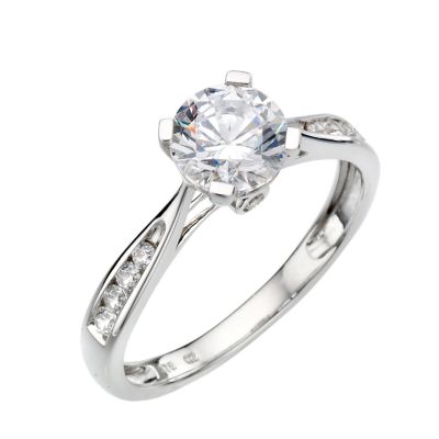 9ct white gold cubic zirconia solitaire ring