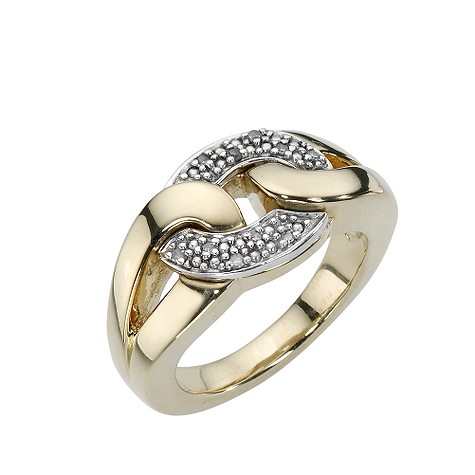 Sterling silver and 9ct gold diamond set ring