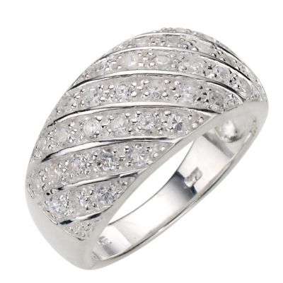 sterling Silver Cubic Zirconia Ring - Size L