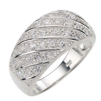 Sterling Silver Cubic Zirconia Ring - Size L