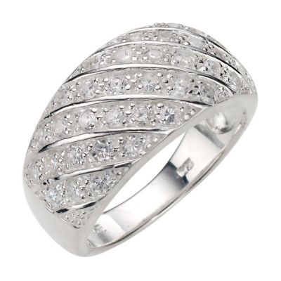 H Samuel Sterling Silver Cubic Zirconia Ring - Size N