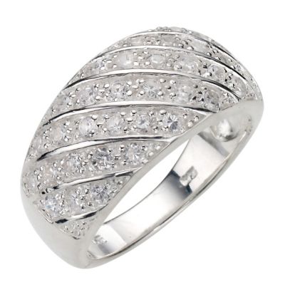 Sterling Silver Cubic Zirconia Ring - Size P