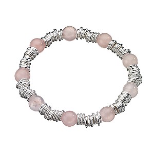 Silver and Rose Quartz Candy Bracelet