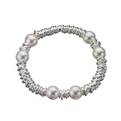 Silver and Simulated Pearl Candy Bracelet