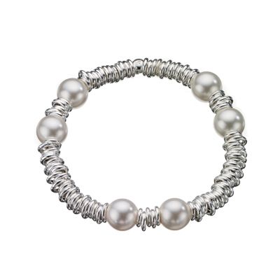 Sterling Silver and Simulated Pearl Candy Bracelet