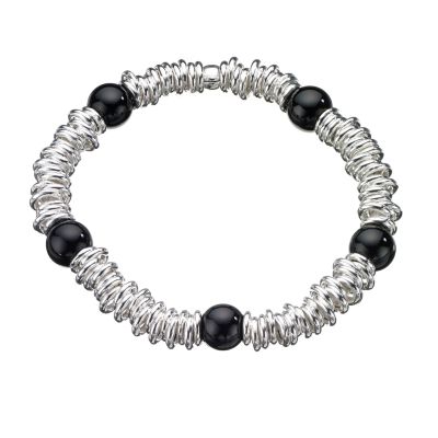 Sterling Silver and Onyx Candy Bracelet