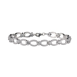Sterling Silver Cubic Zirconia Set Oval Link