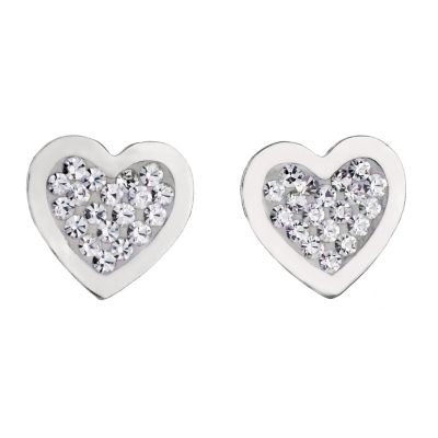 sterling Silver Crystal Set Heart Shaped Stud