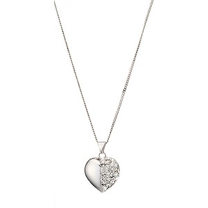 Sterling Silver Half Crystal Heart Pendant