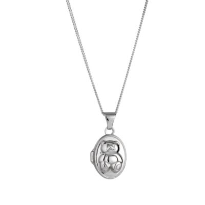 Silver Teddy Oval Locket