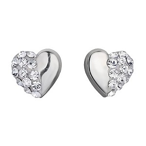 sterling Silver Crystal Heart Shaped Stud Earrings