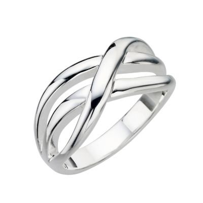 H Samuel Sterling Silver Weave Ring - Size P