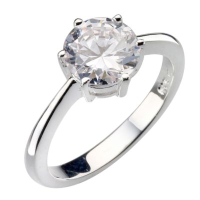 sterling Silver Round Cubic Zirconia Solitaire