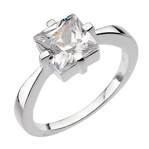 H Samuel Sterling Silver Princess Cut Cubic Zirconia Ring