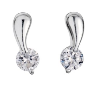 sterling Silver Cubic Zirconia Fancy Stud Earrings