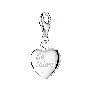 sterling Silver Je Taime Heart Charm
